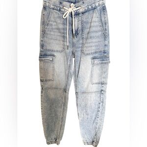 American Eagle Blue Denim Cargo Joggers Sz. 000 GUC